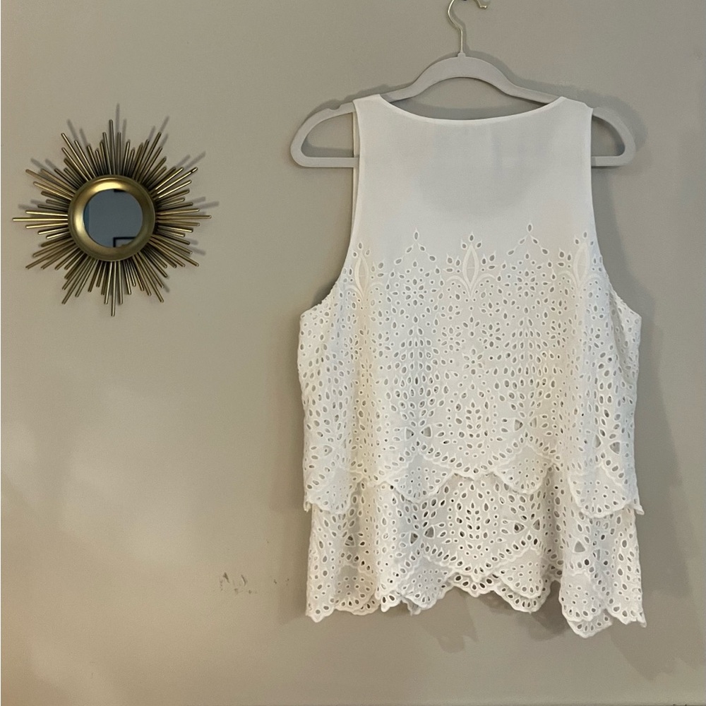 CAbi White Eyelet Tank Top - Picture 2 of 8